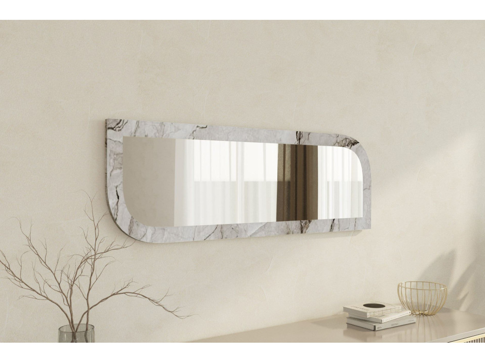 Drewniane lustro "Arni" - 120 x 40 cm - Beżowe