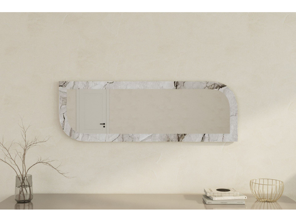 Drewniane lustro "Arni" - 120 x 40 cm - Beżowe