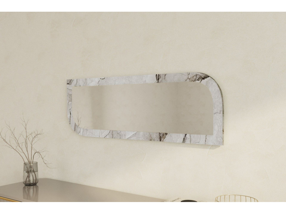 Drewniane lustro "Arni" - 120 x 40 cm - Beżowe