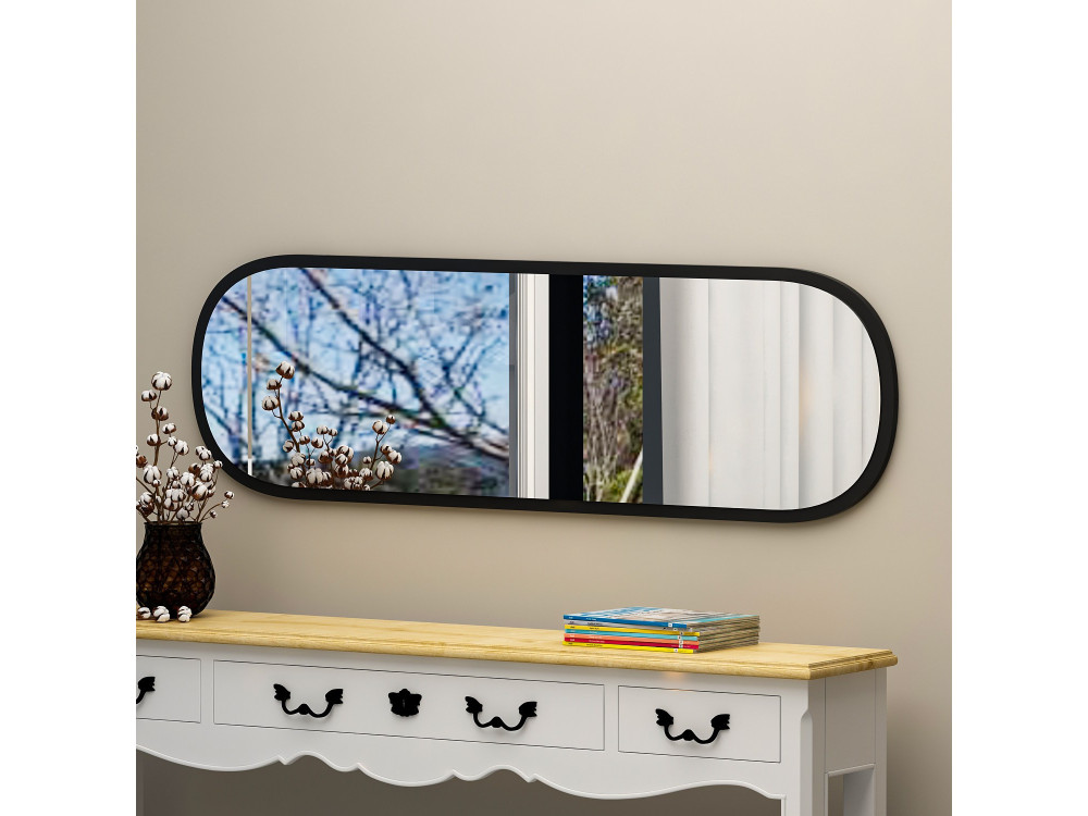 Drewniane lustro "Magnum" - 40 x 120 cm - Czarne