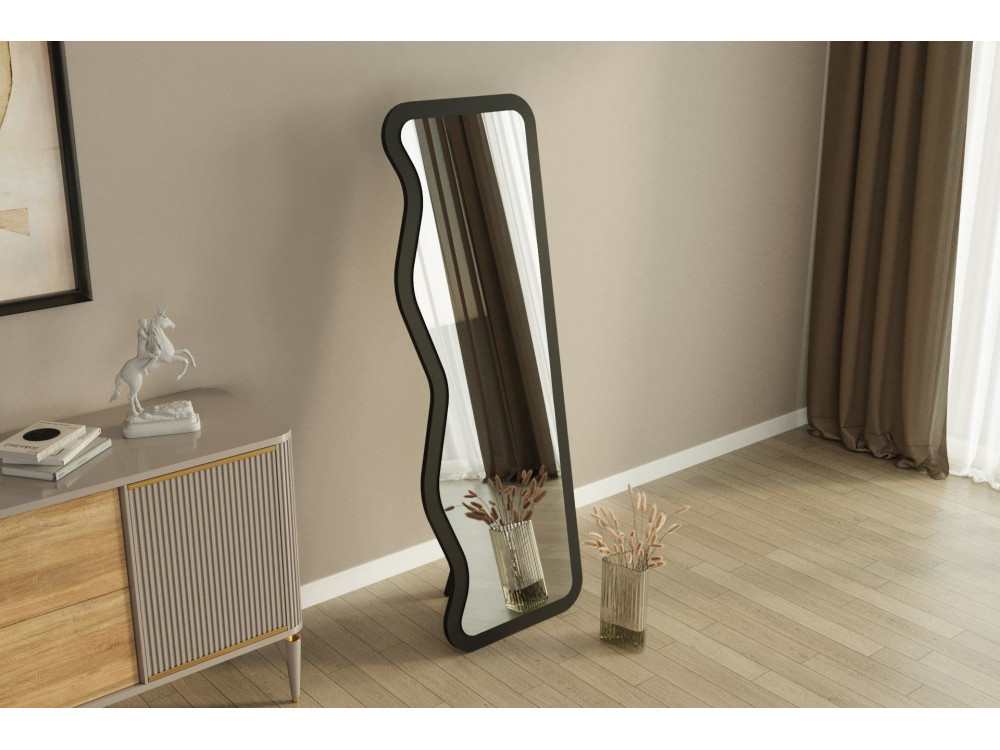 Drewniane lustro "Asel" - 50 x 160 cm - Czarne