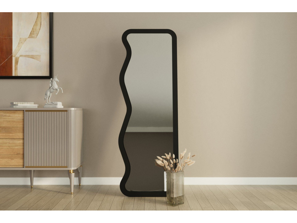 Drewniane lustro "Asel" - 50 x 160 cm - Czarne