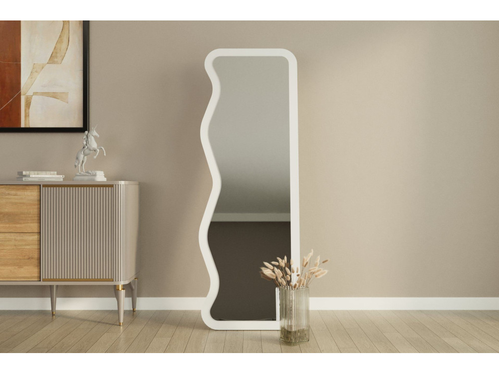 Drewniane lustro "Asel" - 50 x 160 cm - Biały