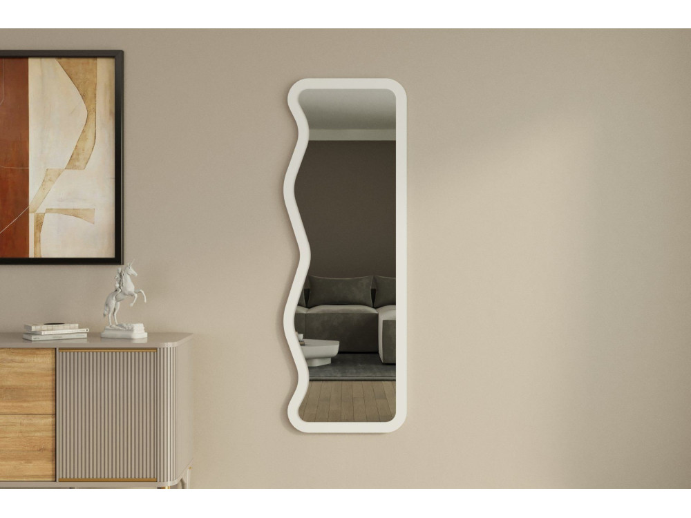 Drewniane lustro "Asel" - 50 x 160 cm - Biały
