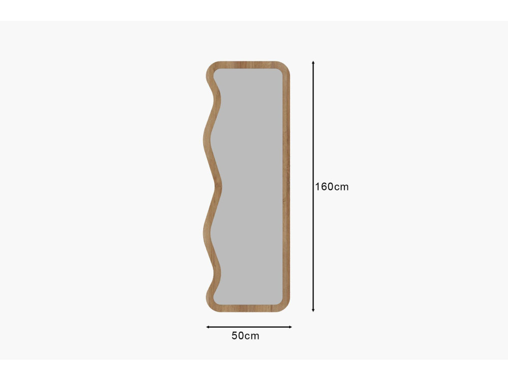 Drewniane lustro "Asel" - 50 x 160 cm - Beżowe