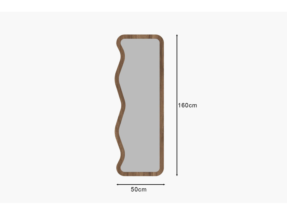 Drewniane lustro "Asel" - 50 x 160 cm - Brązowe