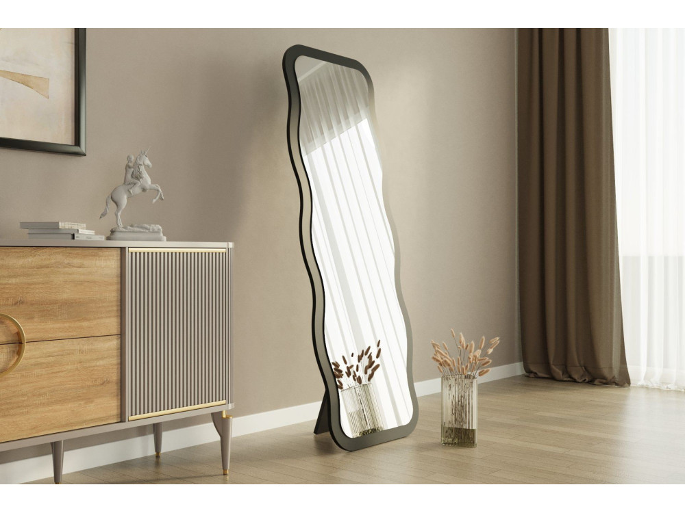 Drewniane lustro "Aror" 50 x 2,2 x 160 cm - Czarne