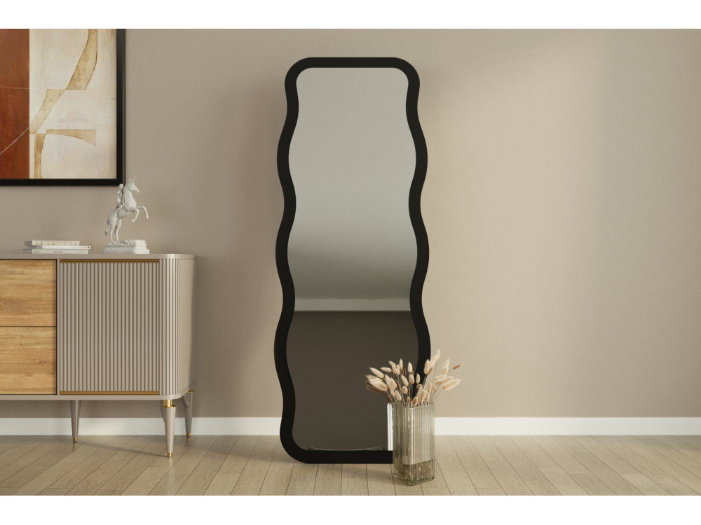 Drewniane lustro "Aror" 50 x 2,2 x 160 cm - Czarne