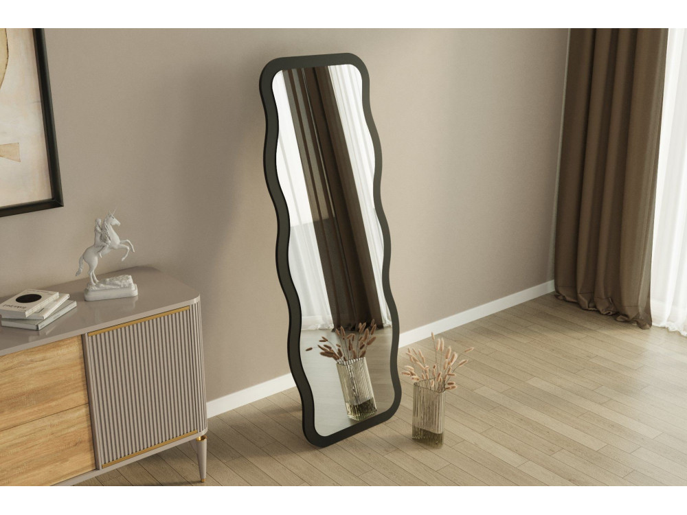 Drewniane lustro "Aror" 50 x 2,2 x 160 cm - Czarne