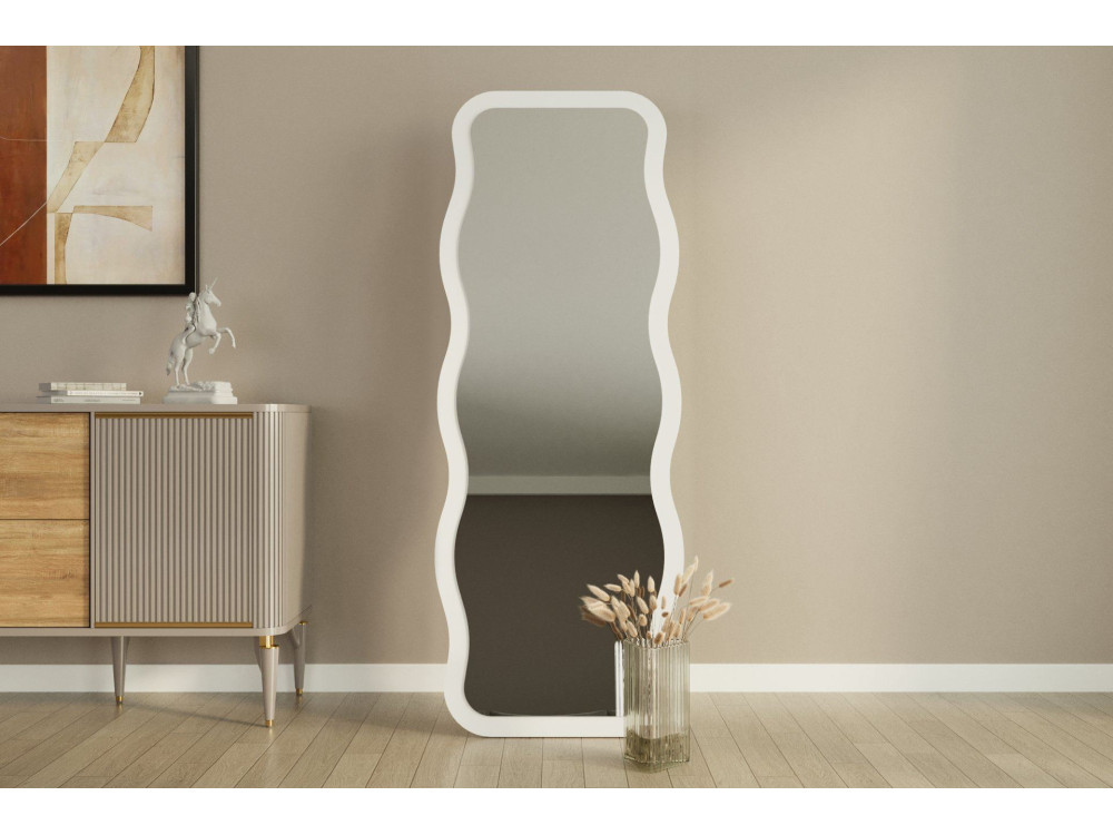 Drewniane lustro "Aror" - 50 x 160 cm - Biały