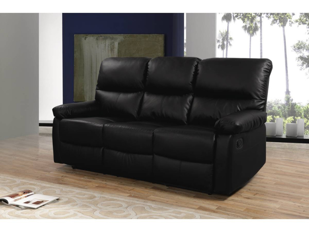 Sofa wypoczynkowa "Lincoln" - 197 x 89 x 103 cm - 3 miejsca - Czarna