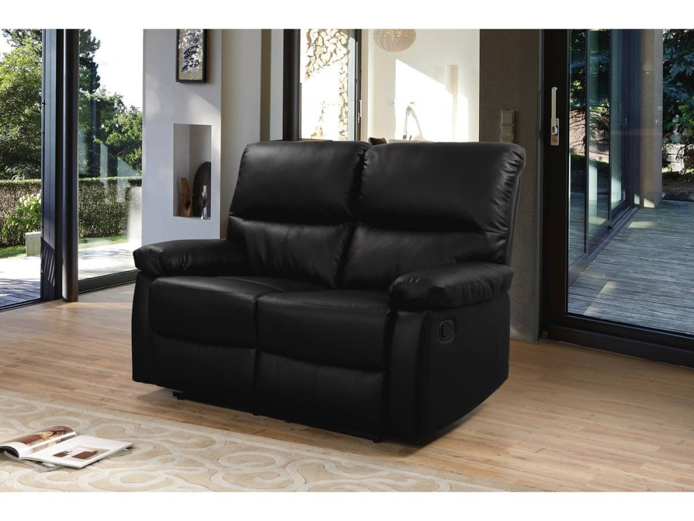 Sofa wypoczynkowa "Lincoln" - 147 x 89 x 103 cm - 2 miejsca - Czarna