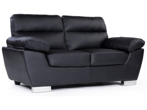 Kanapa z ekoskóry/PVC "Dallas" - 169 x 88 x 90 cm - 2 miejsca - Czarna