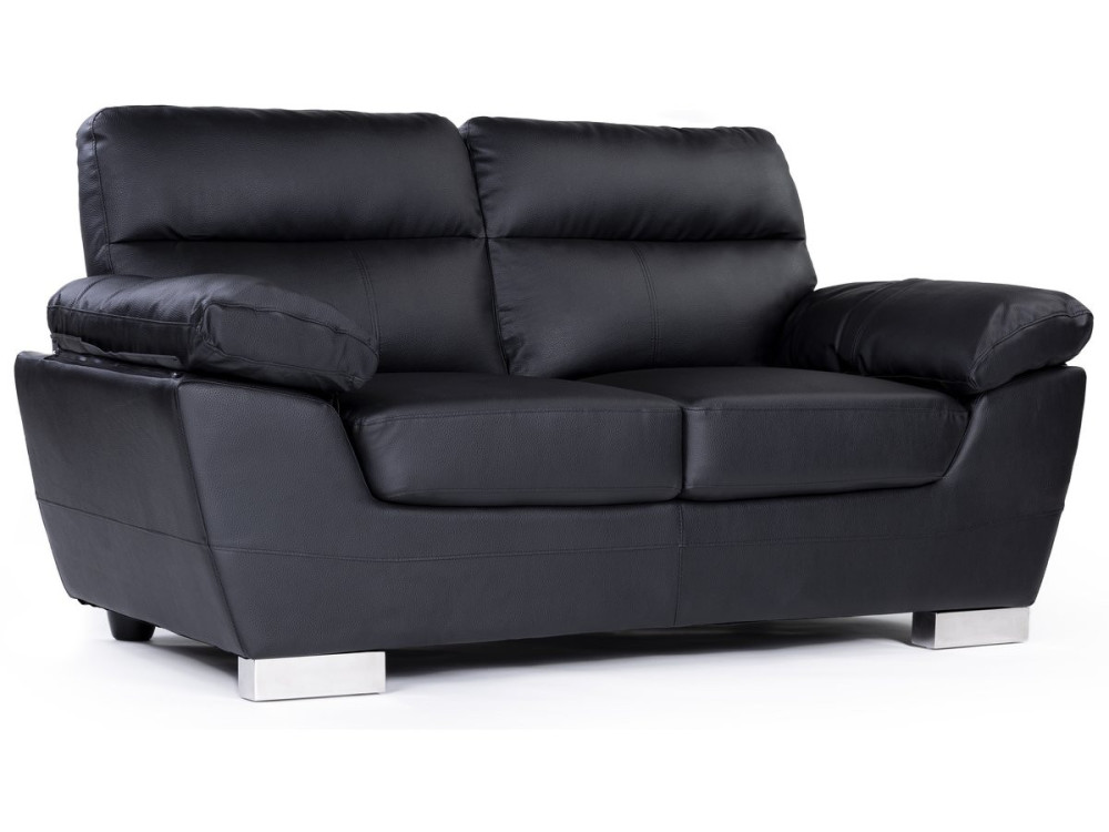 Kanapa z ekoskóry/PVC "Dallas" - 169 x 88 x 90 cm - 2 miejsca - Czarna