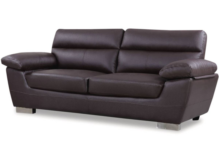 Kanapa z ekoskóry/PVC "Dallas" - 210 x 88 x 90 cm - 3 miejsca - Czekoladowa