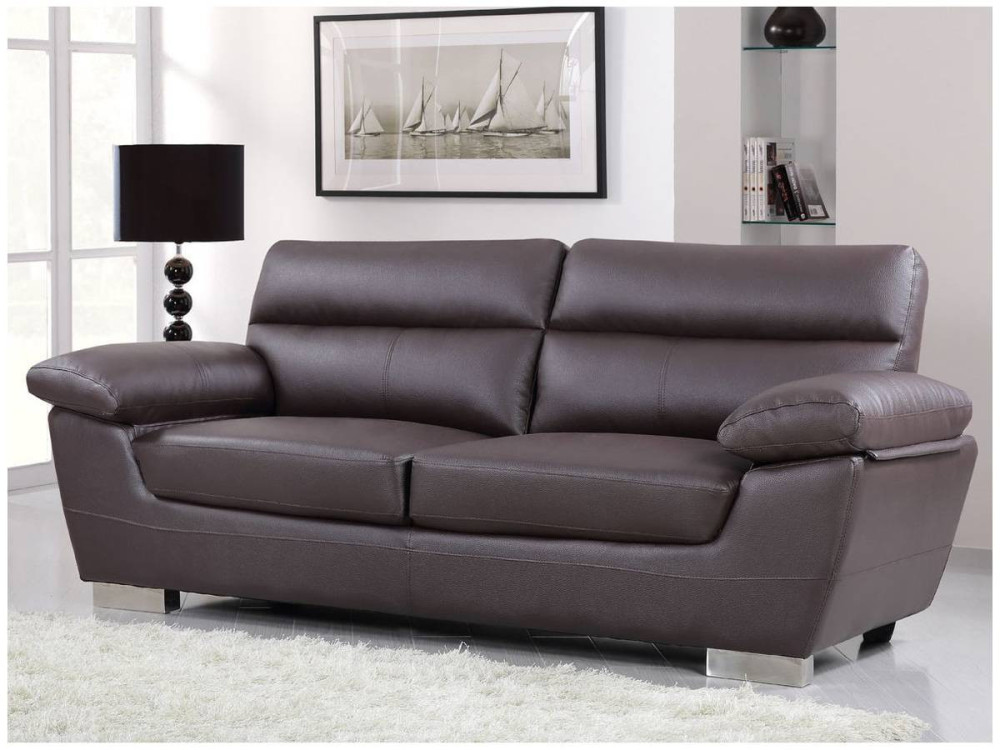 Kanapa z ekoskóry/PVC "Dallas" - 210 x 88 x 90 cm - 3 miejsca - Czekoladowa