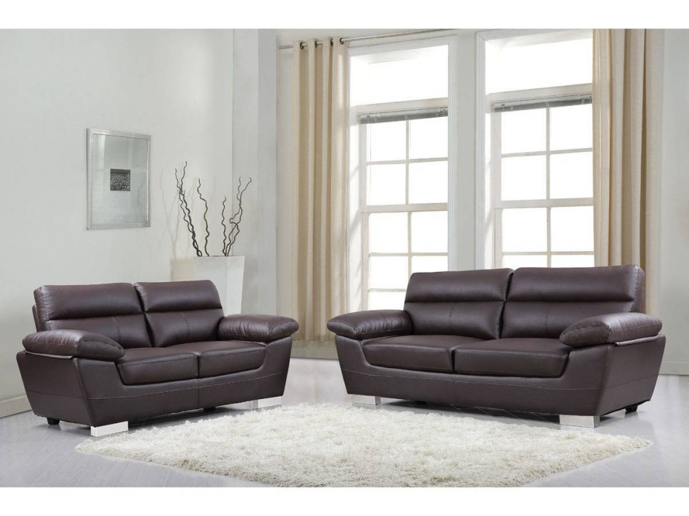 Kanapa z ekoskóry/PVC "Dallas" - 210 x 88 x 90 cm - 3 miejsca - Czekoladowa