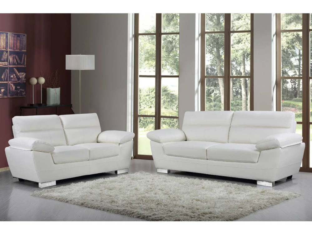 Kanapa z ekoskóry/PVC "Dallas" - 210 X 88 X 90 cm - 3 miejsca - Biała