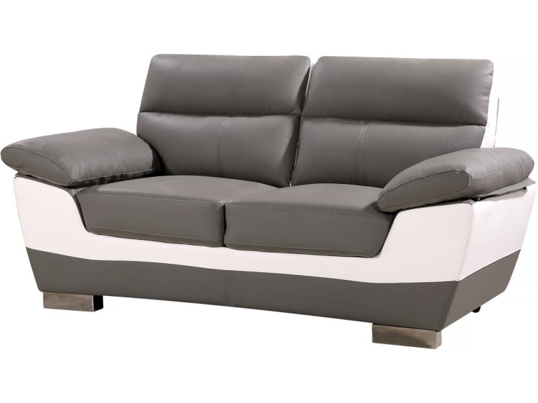 Kanapa z ekoskóry/PVC "Dallas" - 169 x 88 x 90 cm - 2 miejsca - Biało-szara