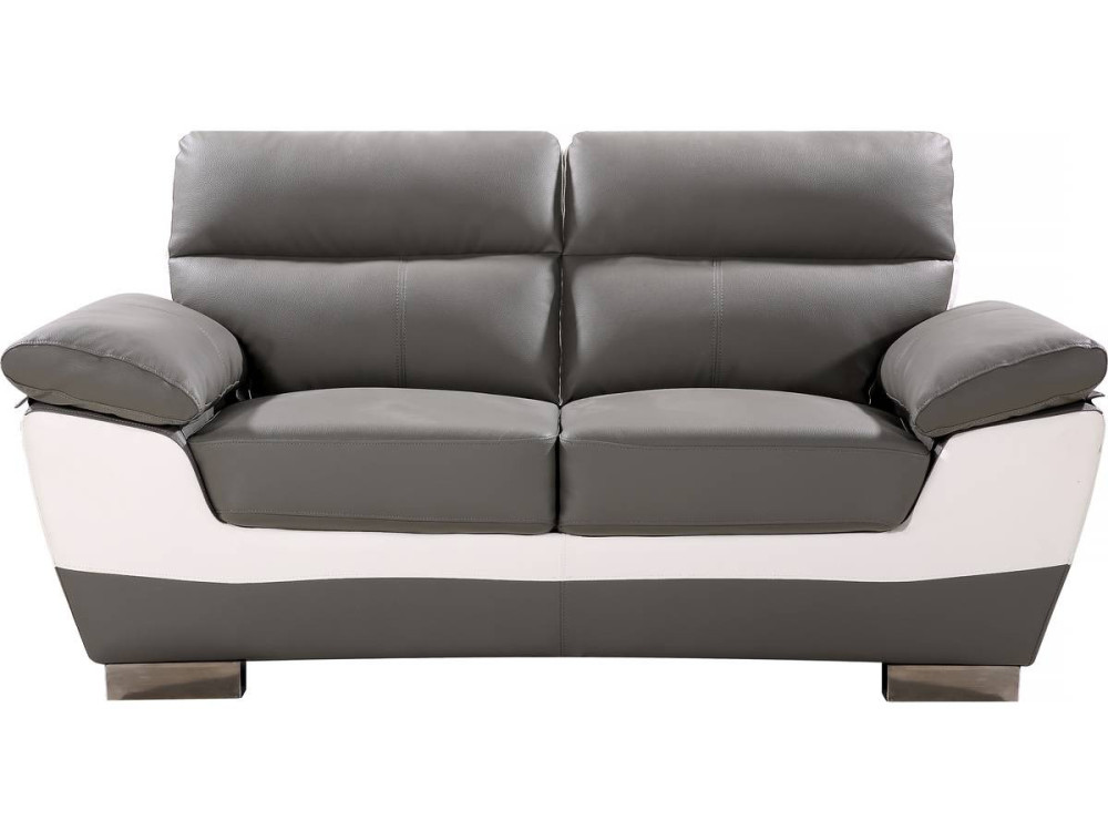Kanapa z ekoskóry/PVC "Dallas" - 169 x 88 x 90 cm - 2 miejsca - Biało-szara