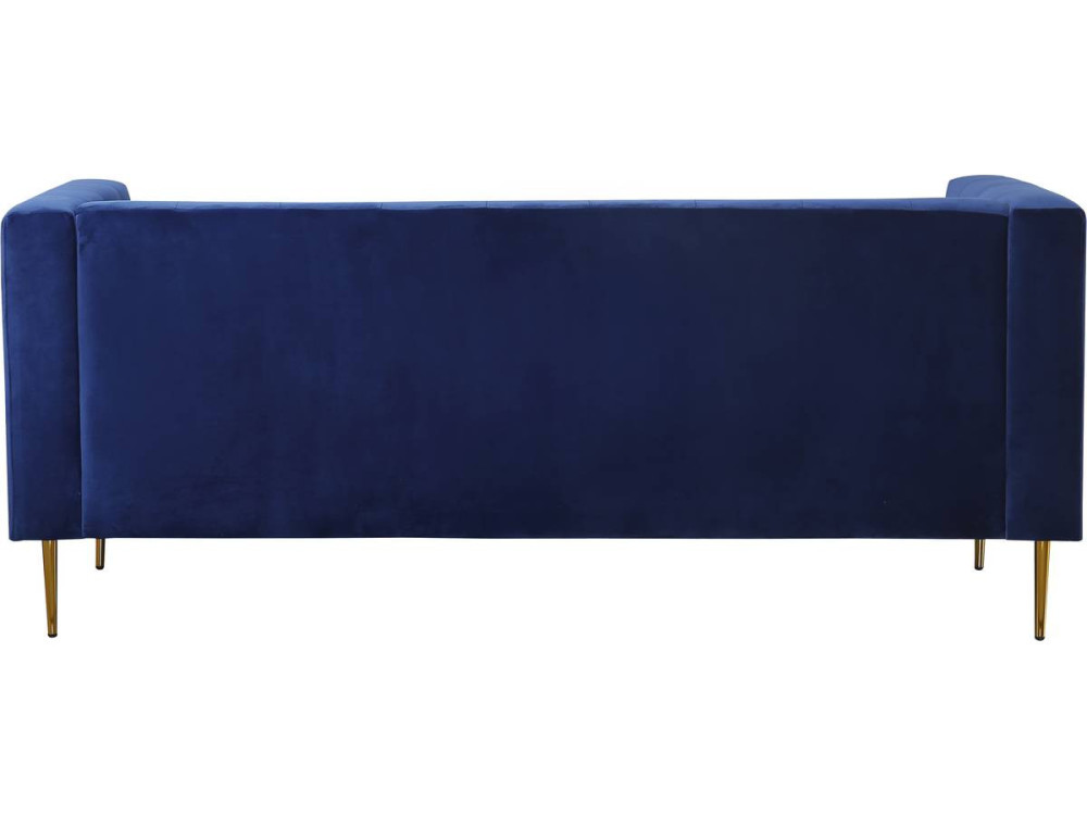 Kanapa nierozkładana "Bruce" z weluru - 196 x 76 x 82 cm - 3 miejsca - Ciemnoniebieska