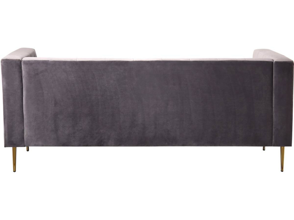 Kanapa nierozkładana "Bruce" z weluru - 196 x 76 x 82 cm - 3 miejsca - Szara