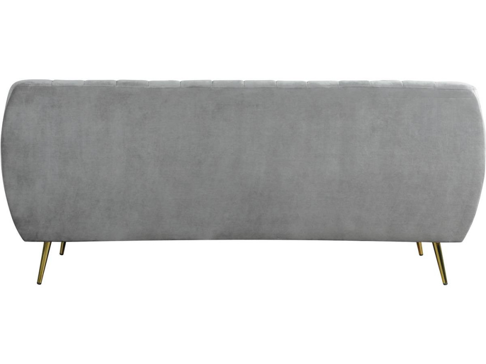 Kanapa nierozkładana "Evans" z weluru - 195 x 84 x 82 cm - 3 miejsca - Szara