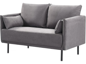 Sofa materialowa stala "Rudy" - 132 x 78 x 88 cm - 2 miejsca - Ciemnoszara