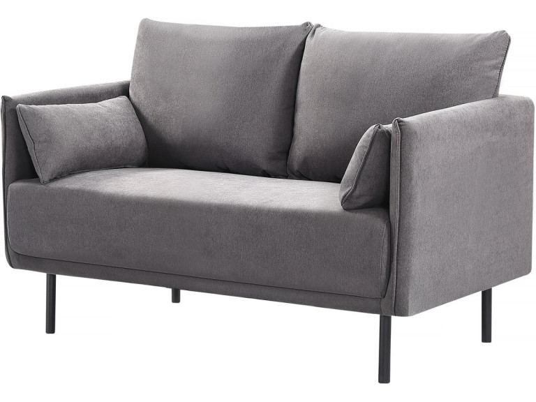 Sofa materialowa stala "Rudy" - 132 x 78 x 88 cm - 2 miejsca - Ciemnoszara