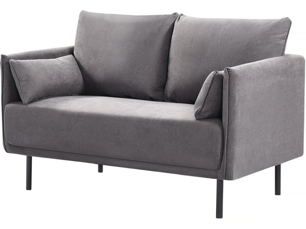 Sofa materialowa stala "Rudy" - 132 x 78 x 88 cm - 2 miejsca - Ciemnoszara