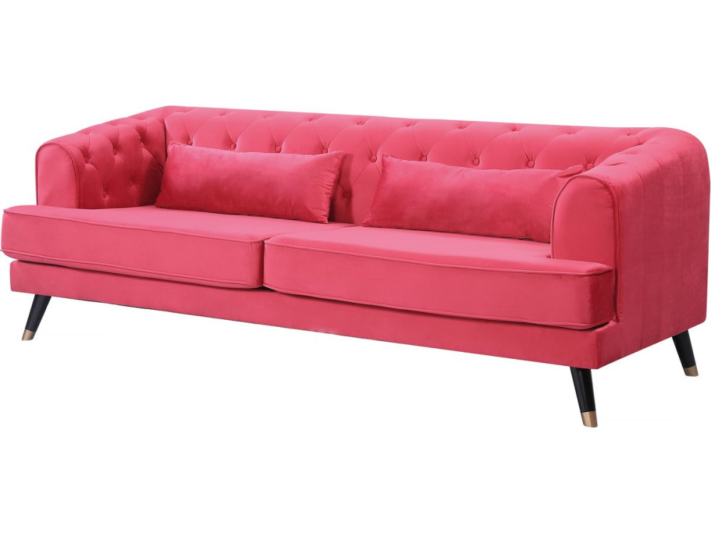 Naprawiono aksamitna sofe „Gloria” - 216 x 86 x 76 cm - 3 miejsca - Czerwona