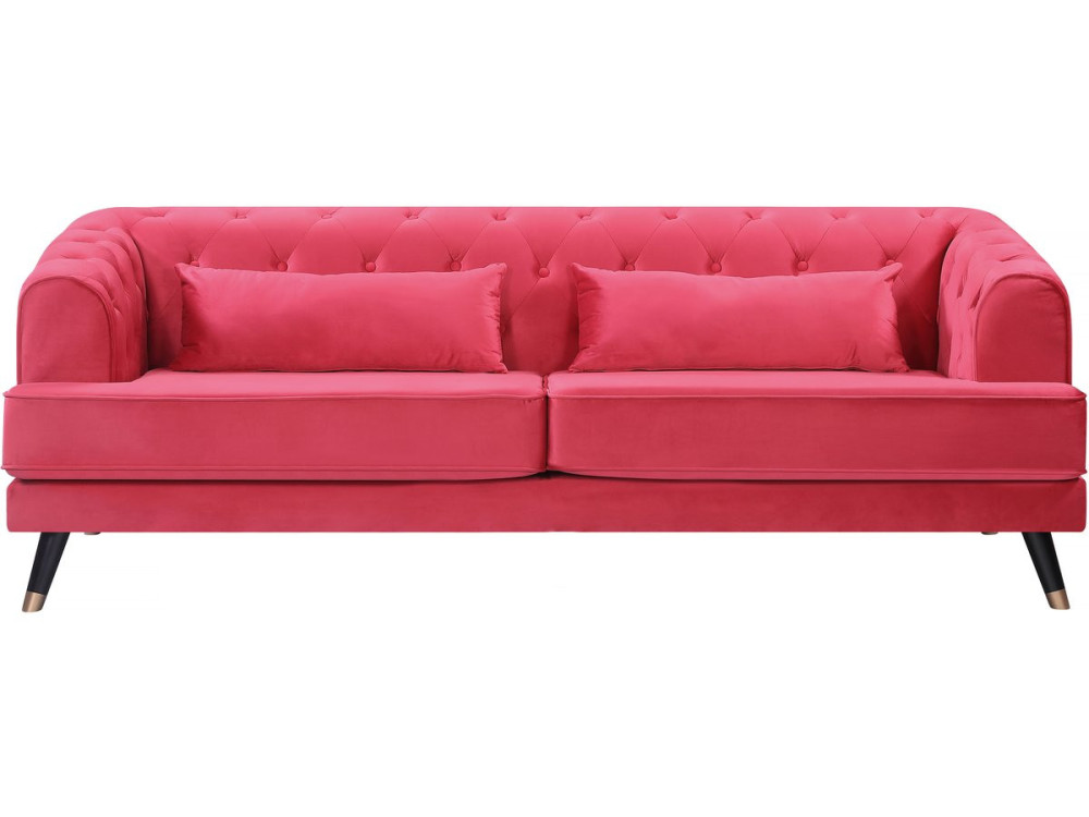 Naprawiono aksamitna sofe „Gloria” - 216 x 86 x 76 cm - 3 miejsca - Czerwona