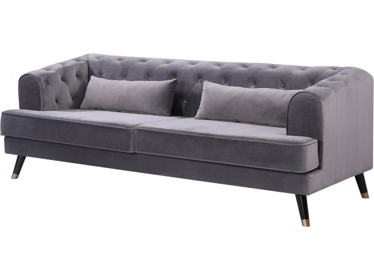 Naprawiono aksamitna sofe „Gloria” - 216 x 86 x 76 cm - 3 miejsca - Szary