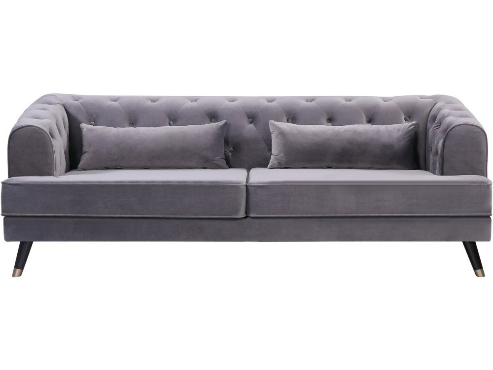 Naprawiono aksamitna sofe „Gloria” - 216 x 86 x 76 cm - 3 miejsca - Szary