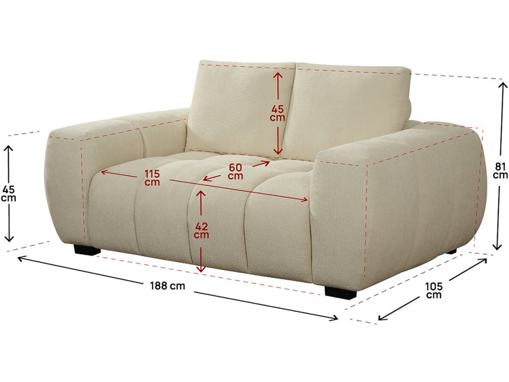 Sofa z tkaniny szenilowej "Cambon" - 2 miejsca - Bez