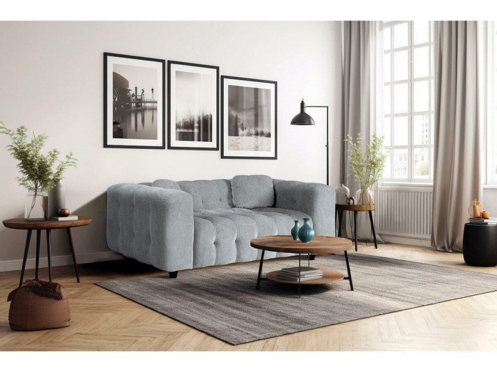 Sofa prosta z tkaniny szenilowej „Vendome” - 2 miejsca - Szary