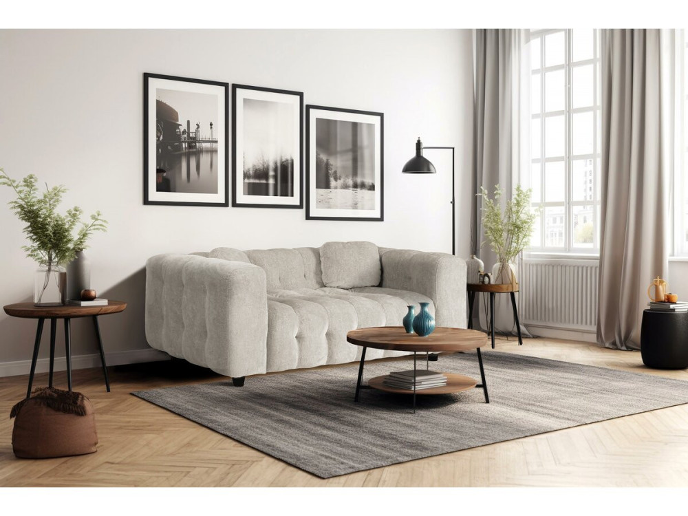 Sofa prosta z tkaniny szenilowej "Vendome" - 2 miejsca - Beż