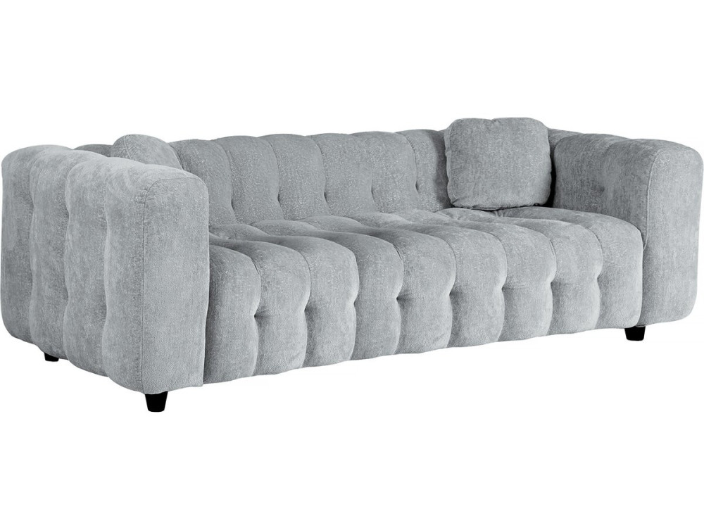 Sofa prosta z tkaniny szenilowej „Vendome” - 3 miejsca - Szara