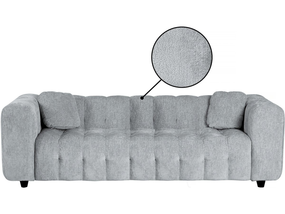 Sofa prosta z tkaniny szenilowej „Vendome” - 3 miejsca - Szara