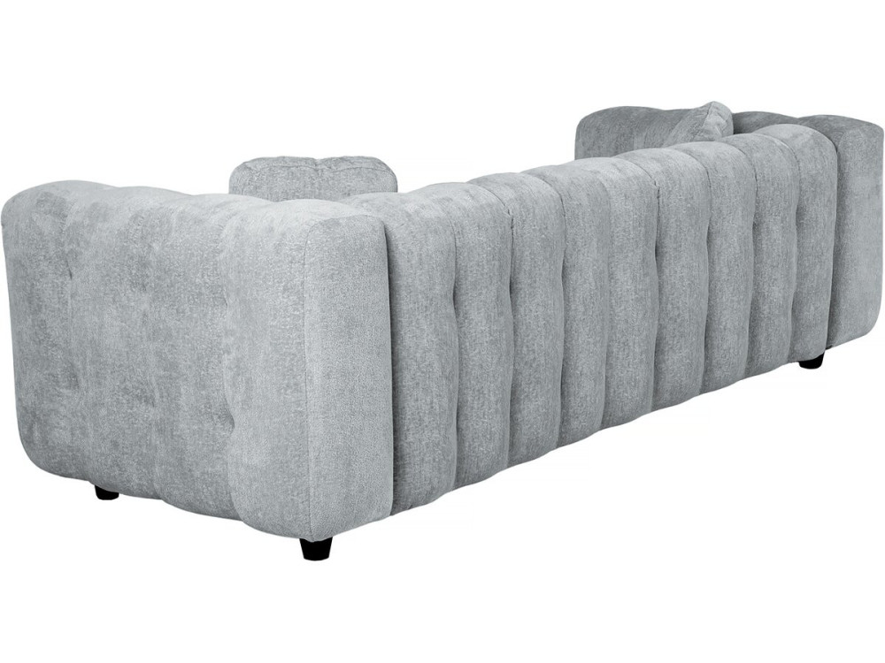 Sofa prosta z tkaniny szenilowej „Vendome” - 3 miejsca - Szara