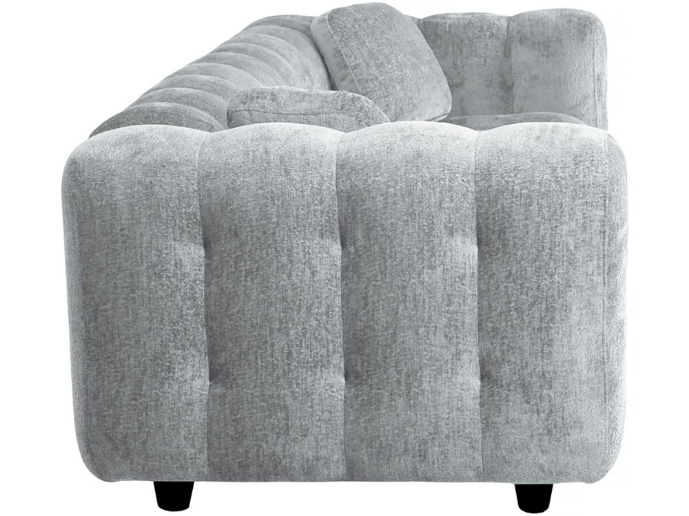 Sofa prosta z tkaniny szenilowej „Vendome” - 3 miejsca - Szara