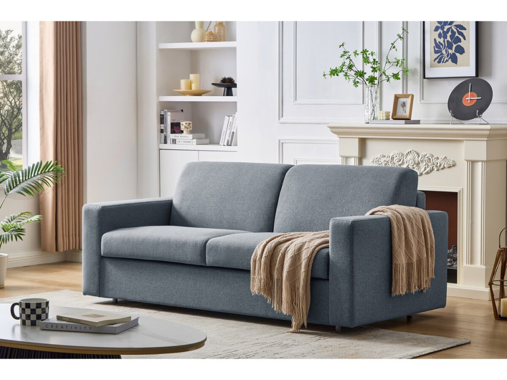 Sofa rozkładana materiałowa "Diana" express - Powierzchnia spania: 140 cm - 3 miejsca - Szara