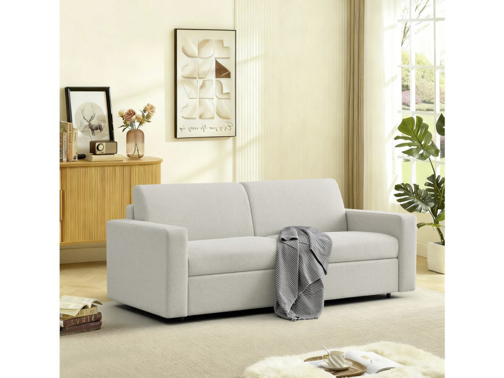 Sofa rozkładana "Diana" z tkaniny ekspresowej - 140 cm spania - 3-osobowa - Beżowa