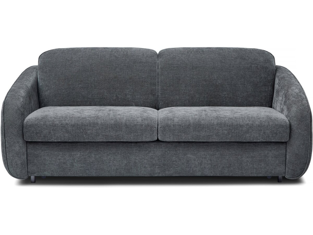 Sofa rozkładana "Laurie" express w tkaninie teksturowanej - łóżko 140 cm - 3 miejsca - szara
