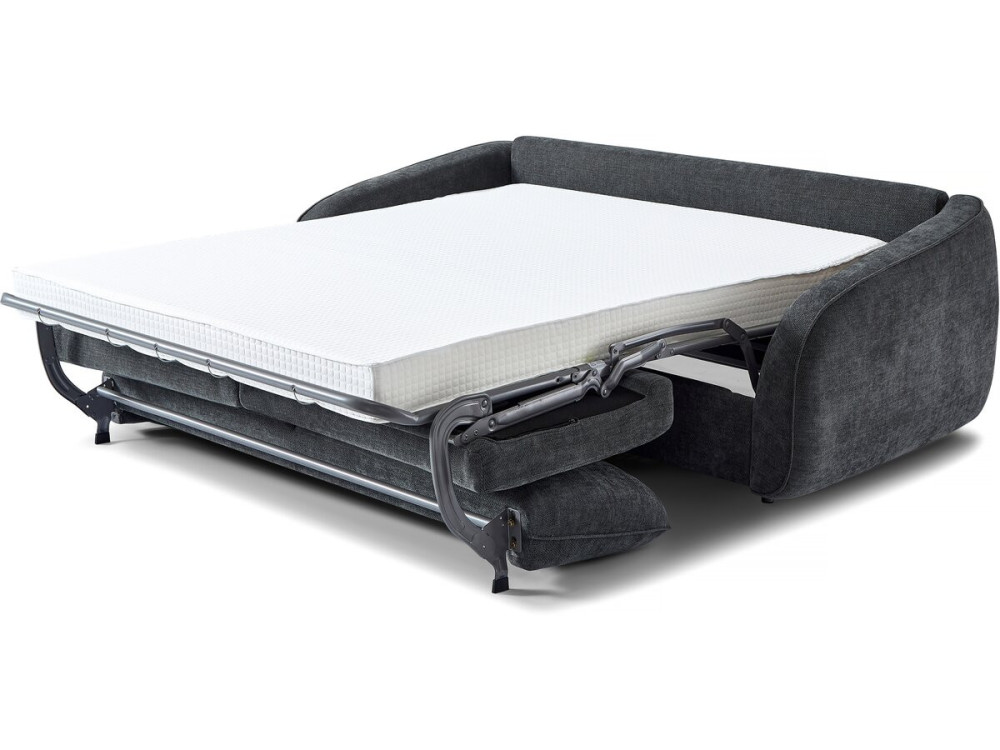 Sofa rozkładana "Laurie" express w tkaninie teksturowanej - łóżko 140 cm - 3 miejsca - szara
