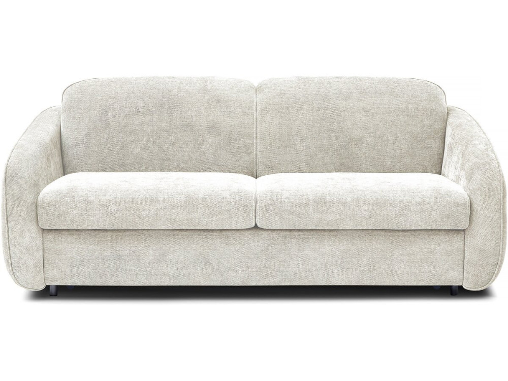 Sofa rozkładana "Laurie" express w tkaninie teksturowanej - łóżko 140 cm - 3 miejsca - beżowa
