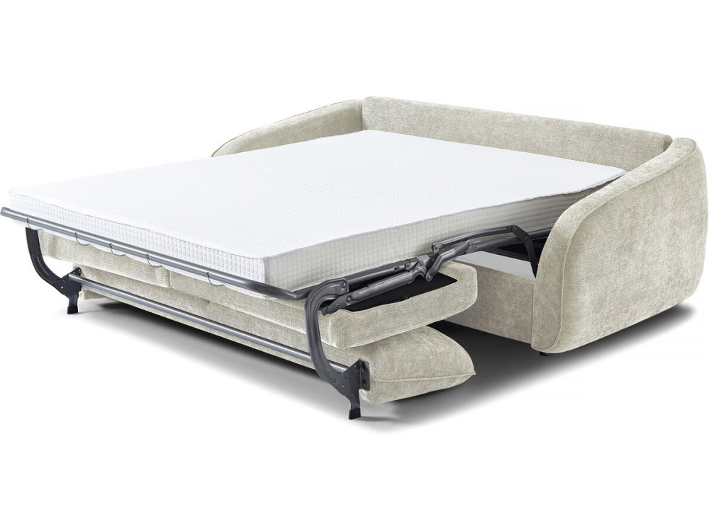 Sofa rozkładana "Laurie" express w tkaninie teksturowanej - łóżko 140 cm - 3 miejsca - beżowa