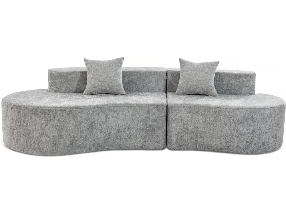 Sofa "Avola" w kształcie przecinka z tkaniny teksturowanej - 3-osobowa - szara