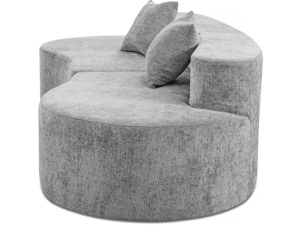 Sofa "Avola" w kształcie przecinka z tkaniny teksturowanej - 3-osobowa - szara