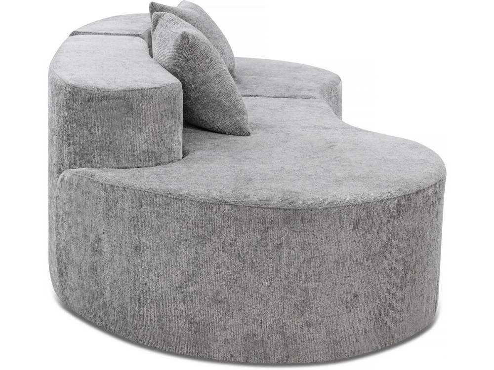 Sofa "Avola" w kształcie przecinka z tkaniny teksturowanej - 3-osobowa - szara